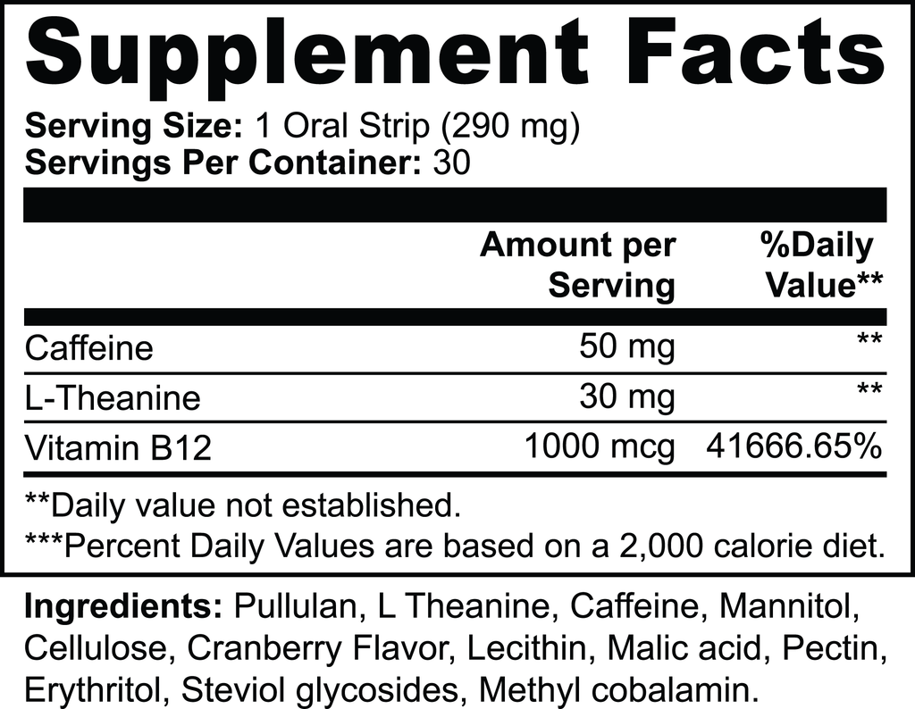Cranberry Energy Oral Strips for Sustained Focus and Endurance